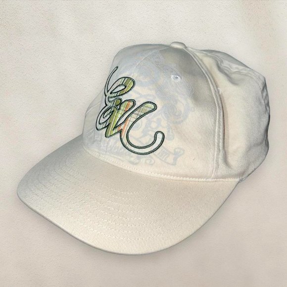 Ecko Unltd. Y2K Cursive Hat Cream Green Plaid Design One Size Baseball Cap - Picture 1 of 6